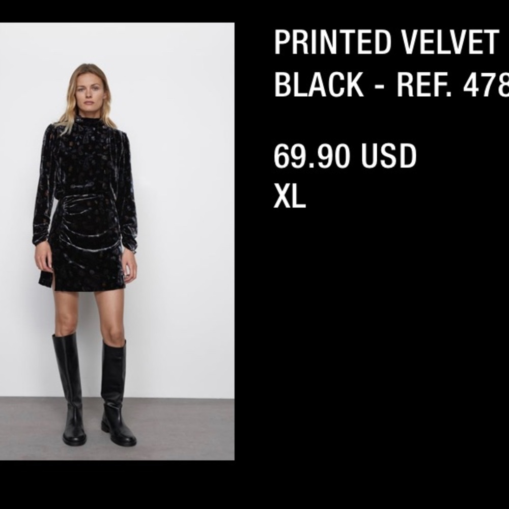 Zara velvet black paisley dress. NWT Size XL